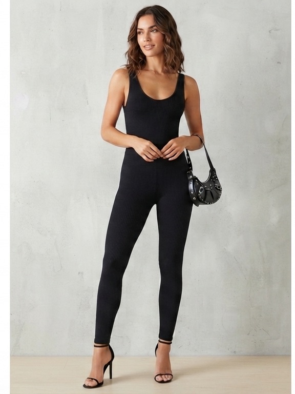 Barneys New York X Forever 21 Black Ribbed Jumpsuit / One-Piece Xl Nwt